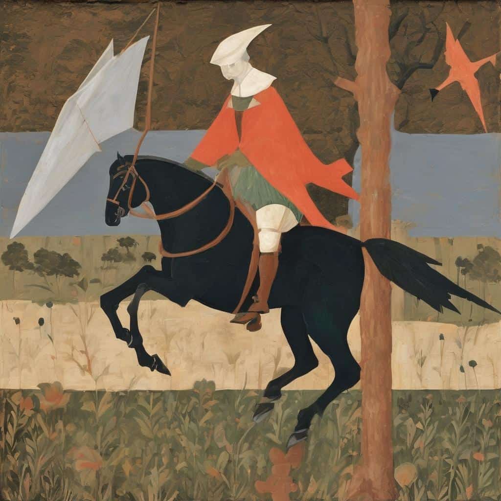 Ιστορική τέχνη και μουσική, άλογο σε ύπαιθρο, οπτική τέχνη και μουσικόση, έργο τέχνης με αρμονία και χρώματα, σχέση τέχνης και μουσικής.